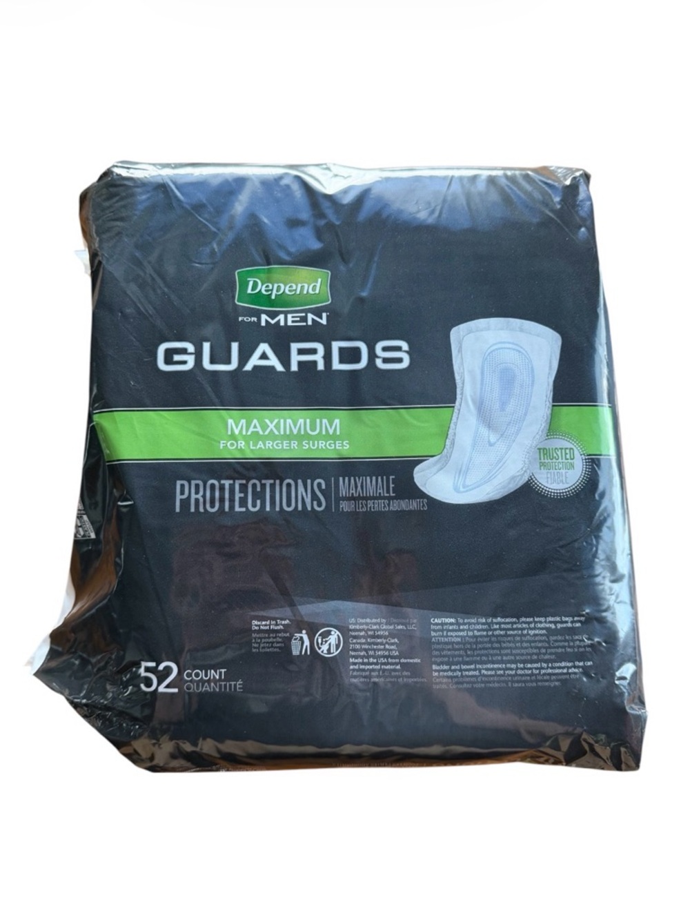 Depend Guards for Men, 52pk, Maximum Protection Incontinence Liners, Discreet